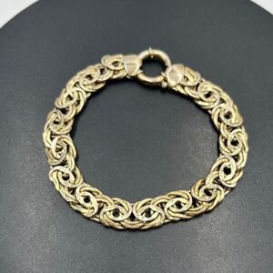 OT Designer 925 TURKEY Sterling Silver Vermeil Byzantine Bracelet size 7.5"